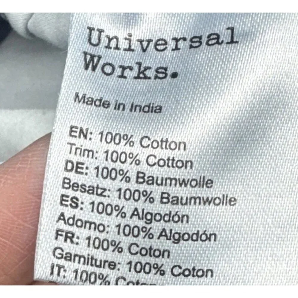 Universal Works Hi Water Indigo Chambray Crop Trouser Pant Elastic Waist Sz 32 - Picture 6 of 11